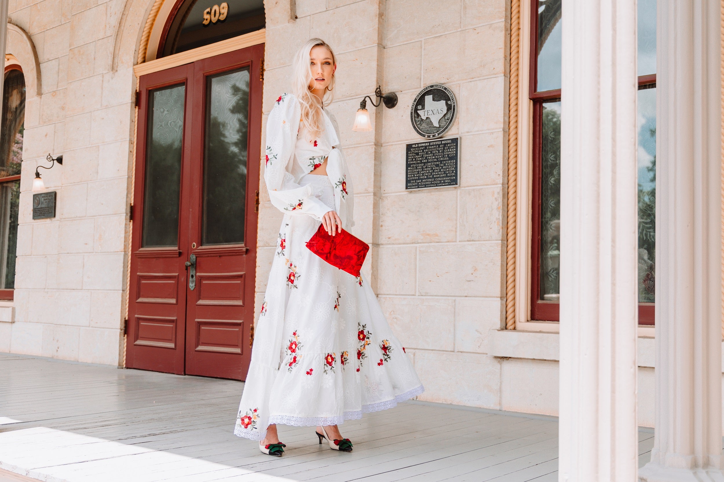 Hampton Road Designs evening bag seen on girl in pink dress. Clutch purse, designer clutch bag, wristlet.