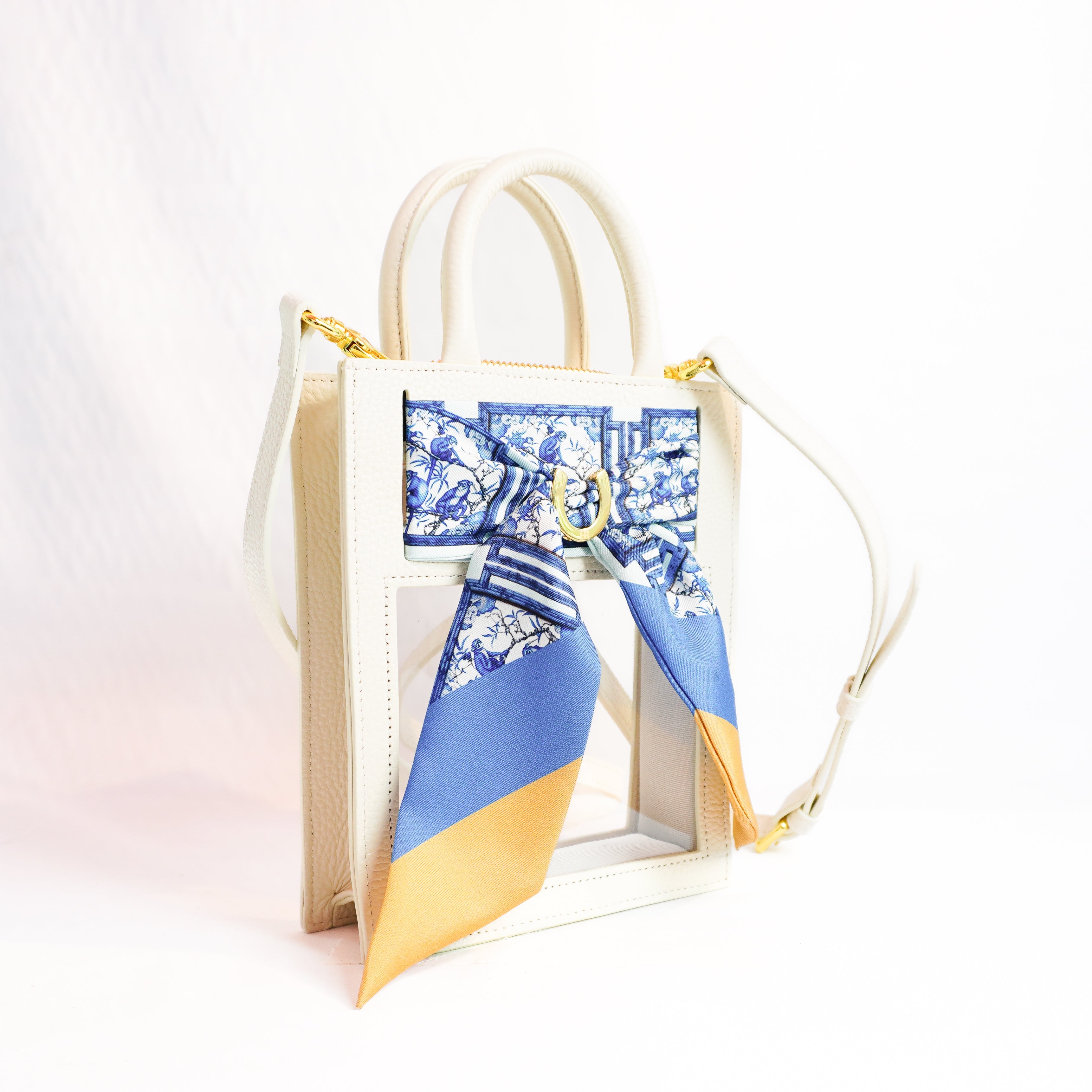 Mini Calista Clear + Blue Chinoiserie Monkeys Twillionaire Mini Calista Clear Hampton Road Designs