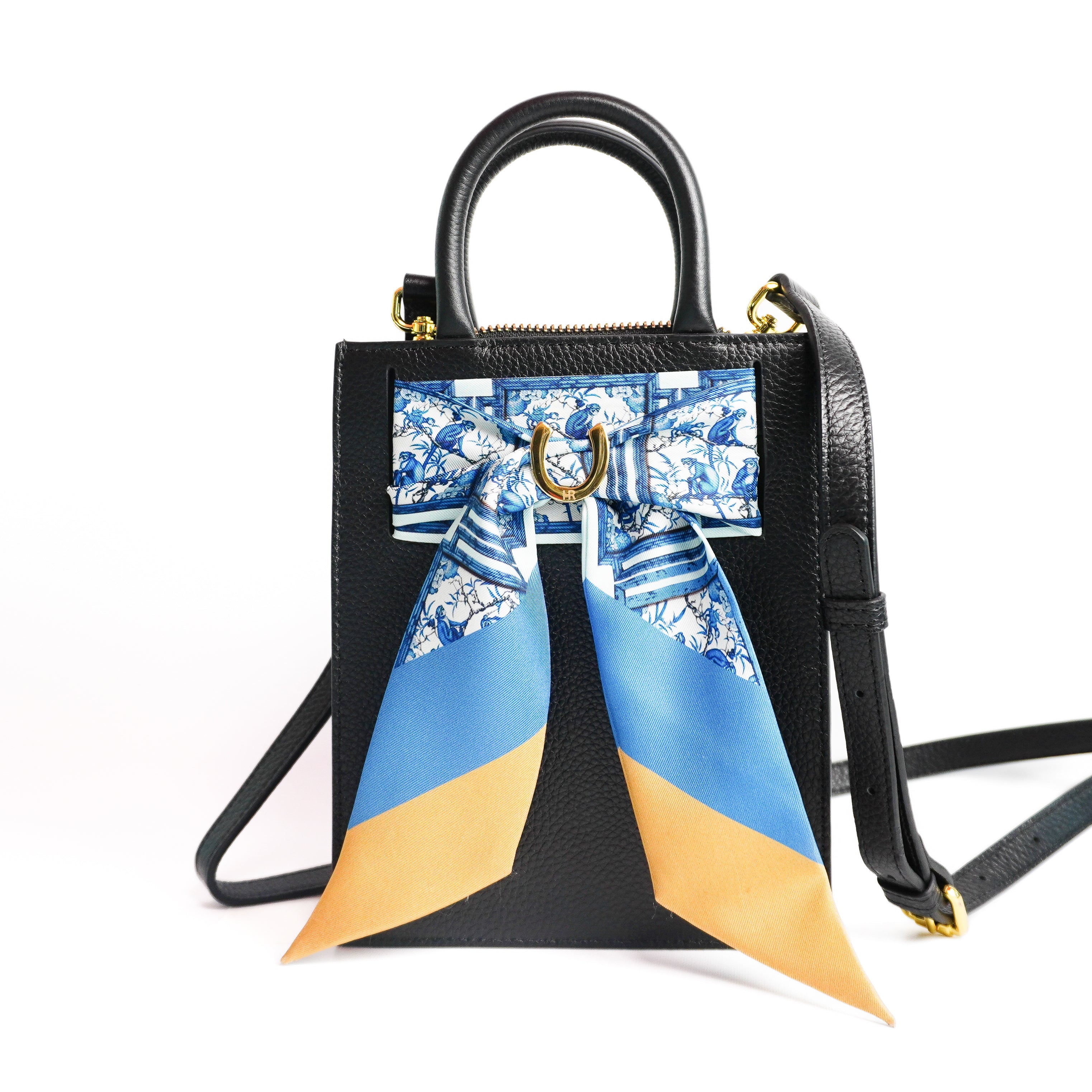 Leather Mini Calista + Chinoiserie Monkeys (Blue) Twillionaire