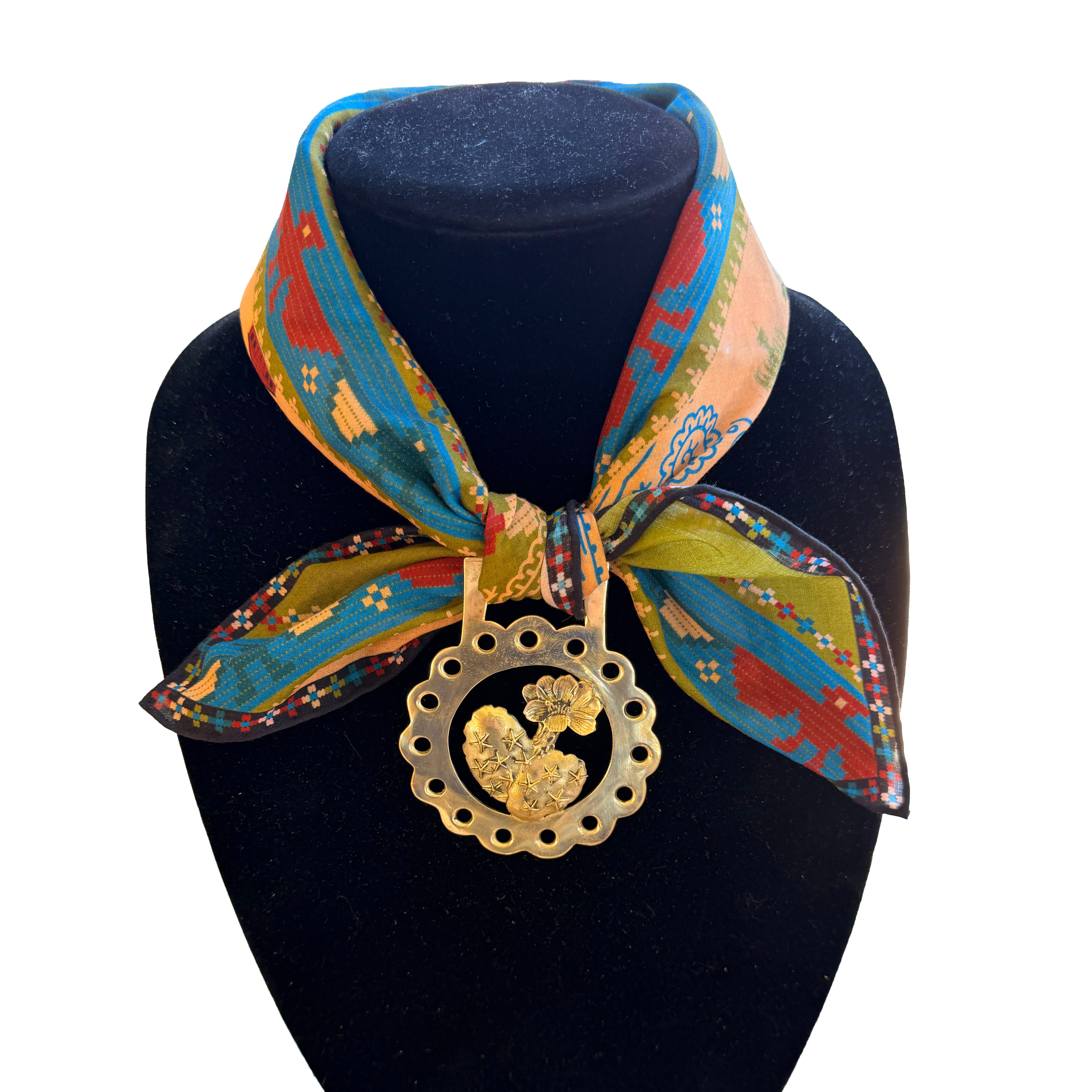 Cactus Blossom Brass Medallion