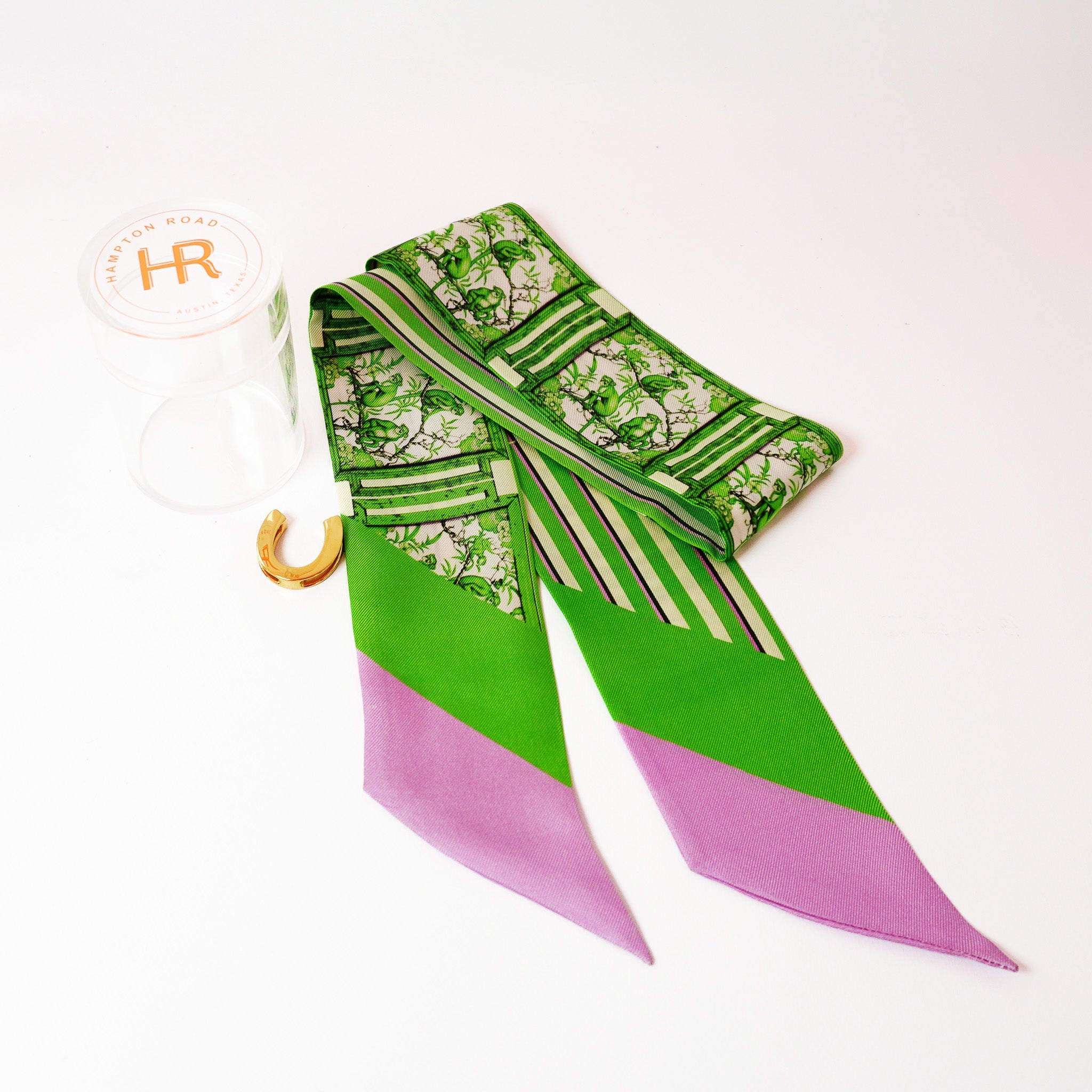 Chinoiserie Monkeys (Green) Twillionaire & Scarf Ring Twillionaire Hampton Road Designs