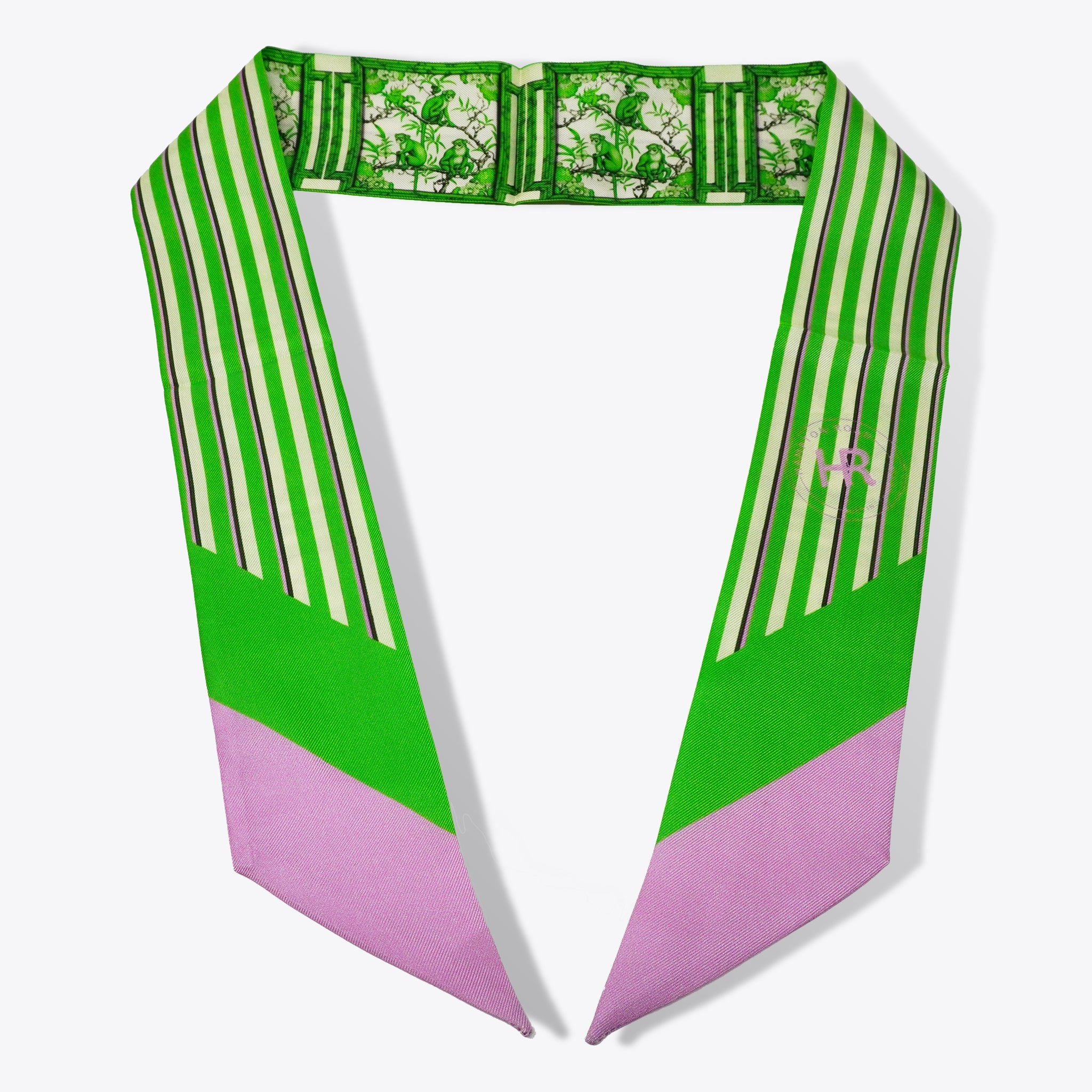 Chinoiserie Monkeys (Green) Twillionaire & Scarf Ring Twillionaire Hampton Road Designs