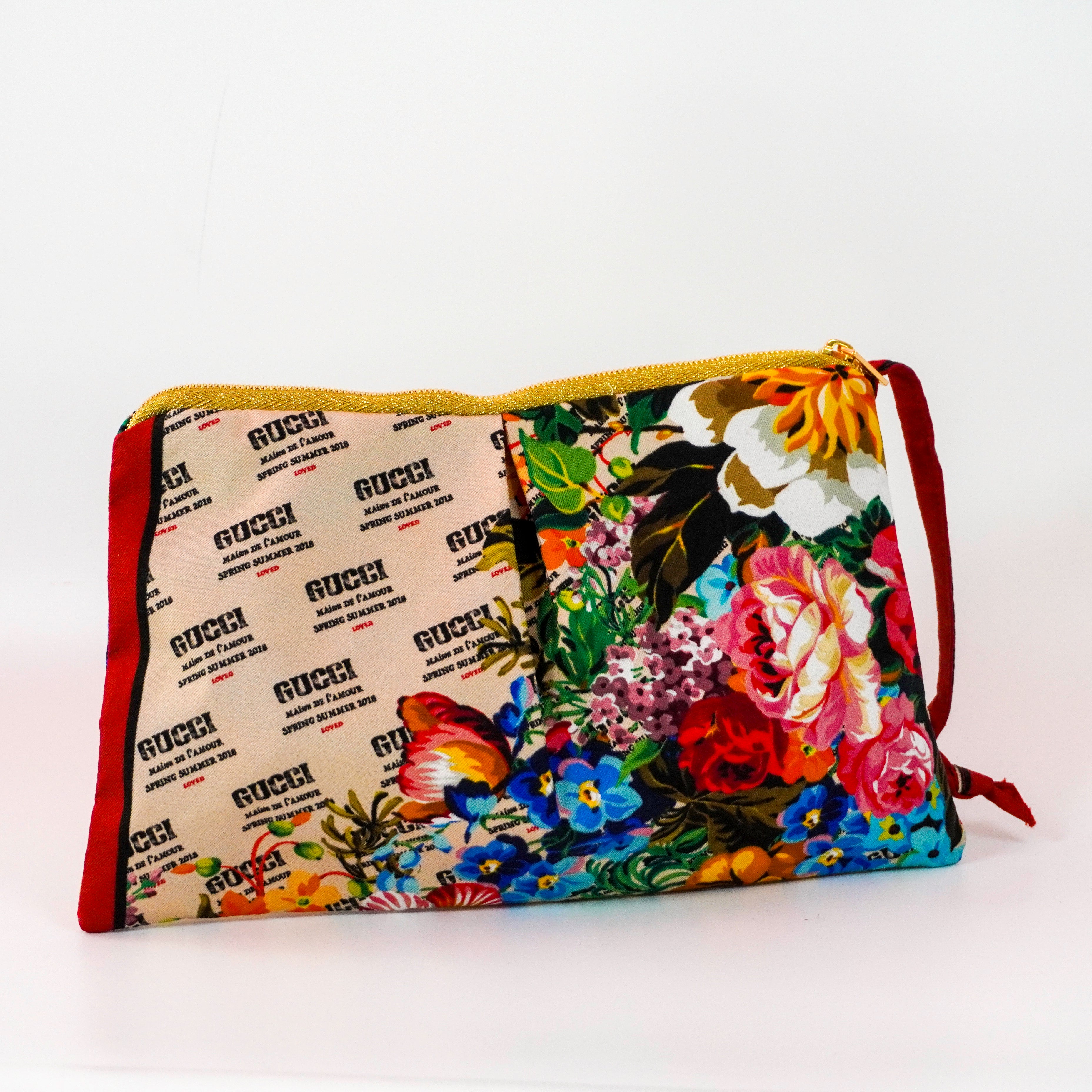 "Generic Floral" Scarf Bag (Upcycled from Gucci Scarf) Party Clutch Hampton Road Designs