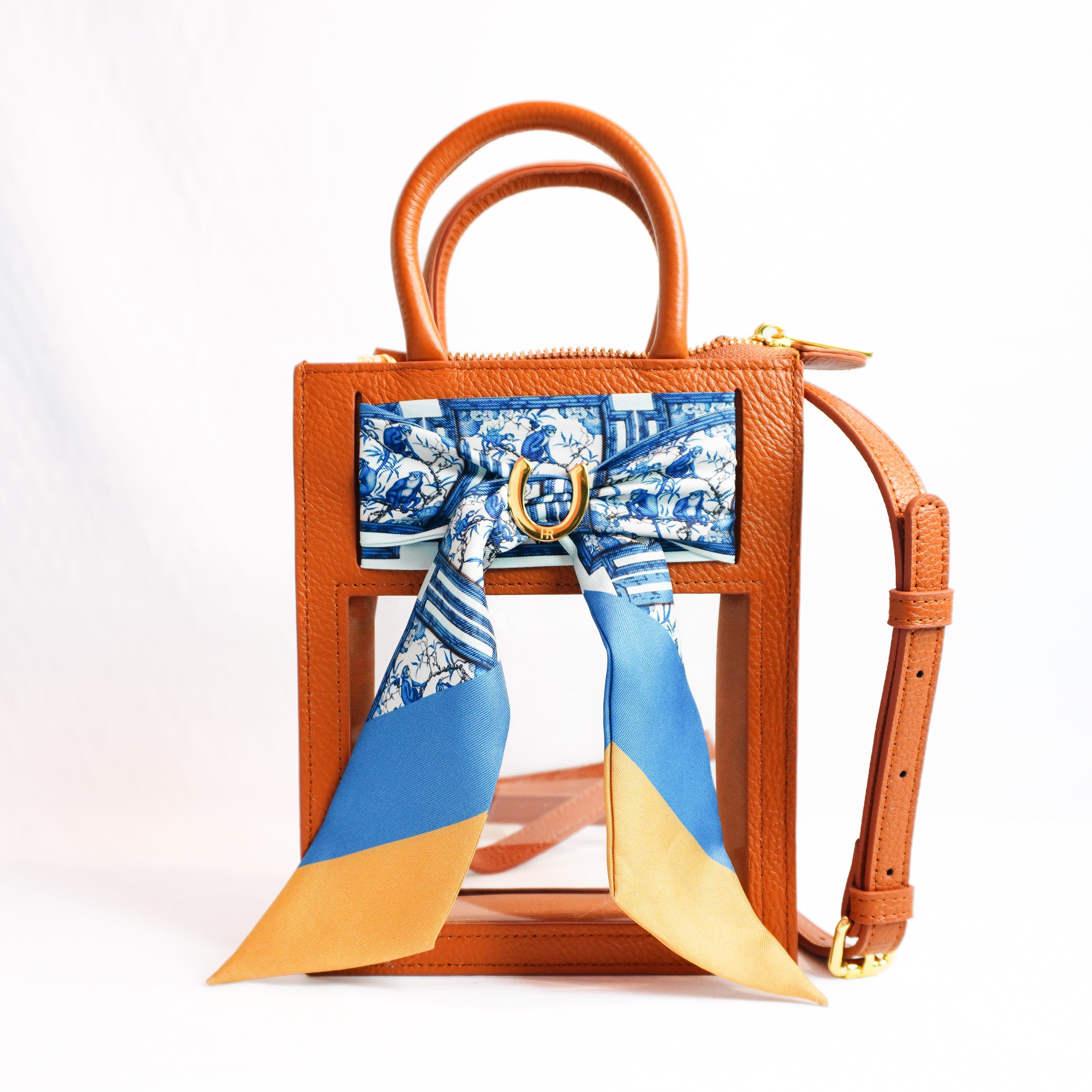 Mini Calista Clear + Blue Chinoiserie Monkeys Twillionaire Mini Calista Clear Hampton Road Designs Camel