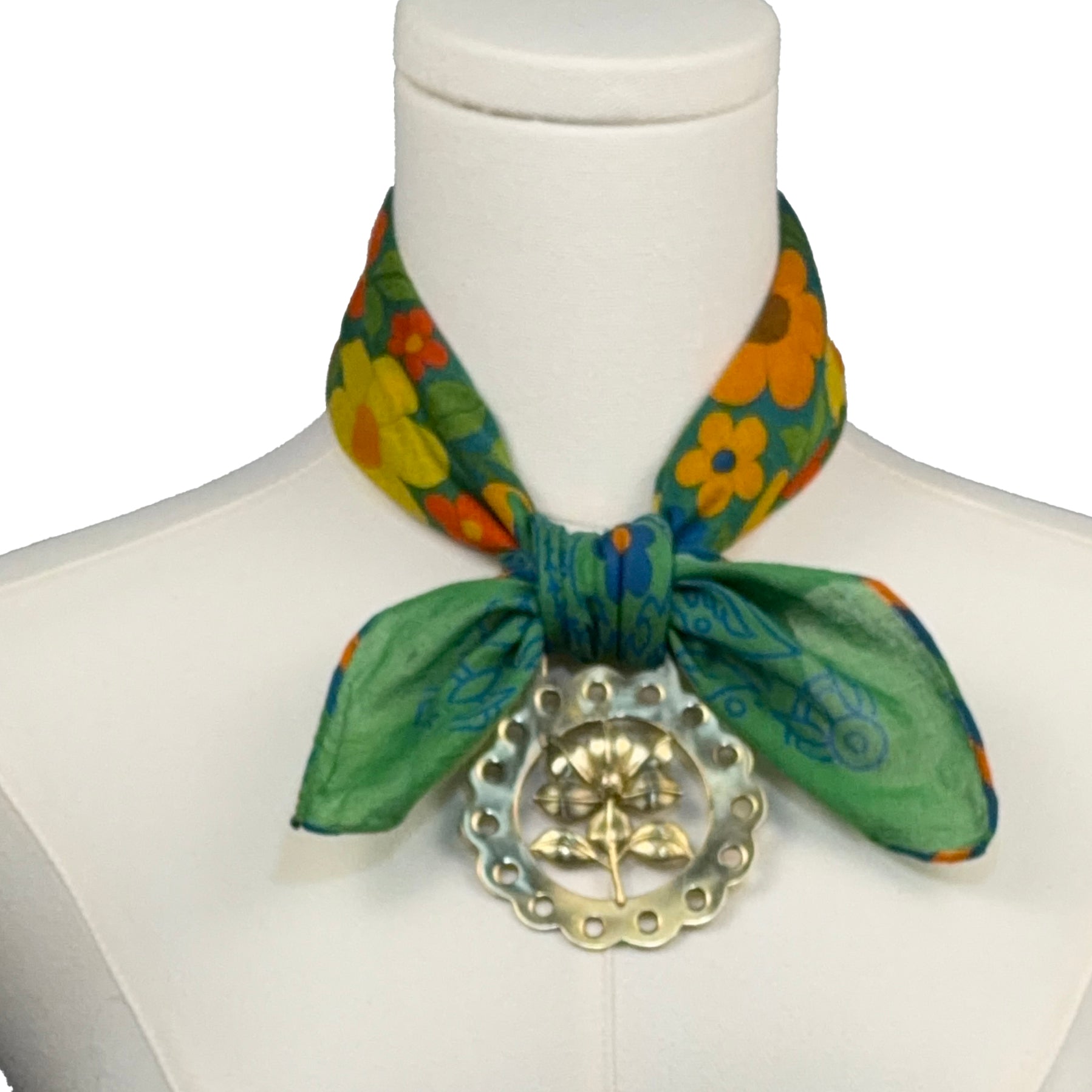 Posies Bandana & Scarf Ring (Green) & Scarf Ring