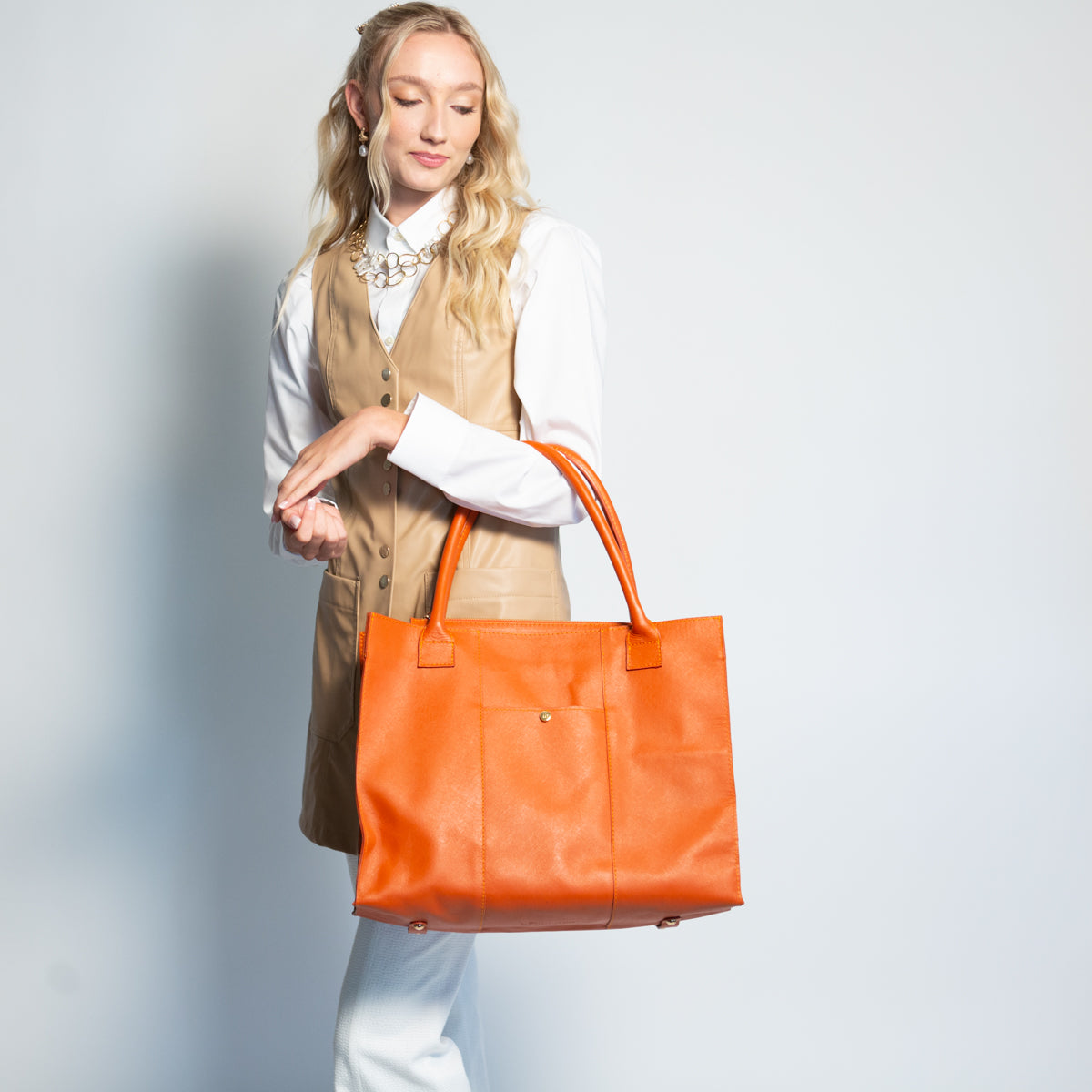 The Calista Tote (Tangerine) Calista Tote Hampton Road Designs