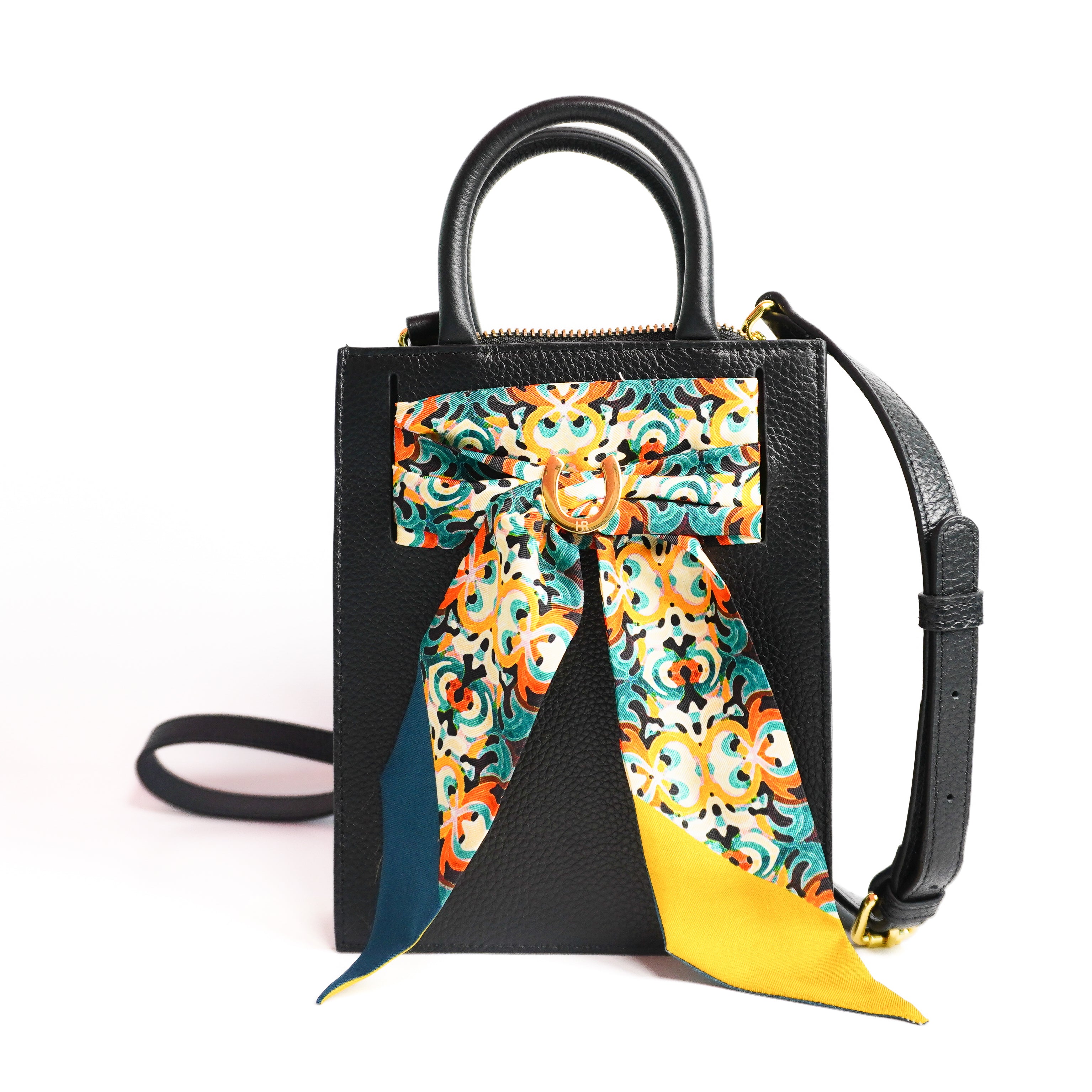 Leather Mini Calista + Teal Kaleidoscope Twillionaire Leather Mini Calista Hampton Road Designs Black