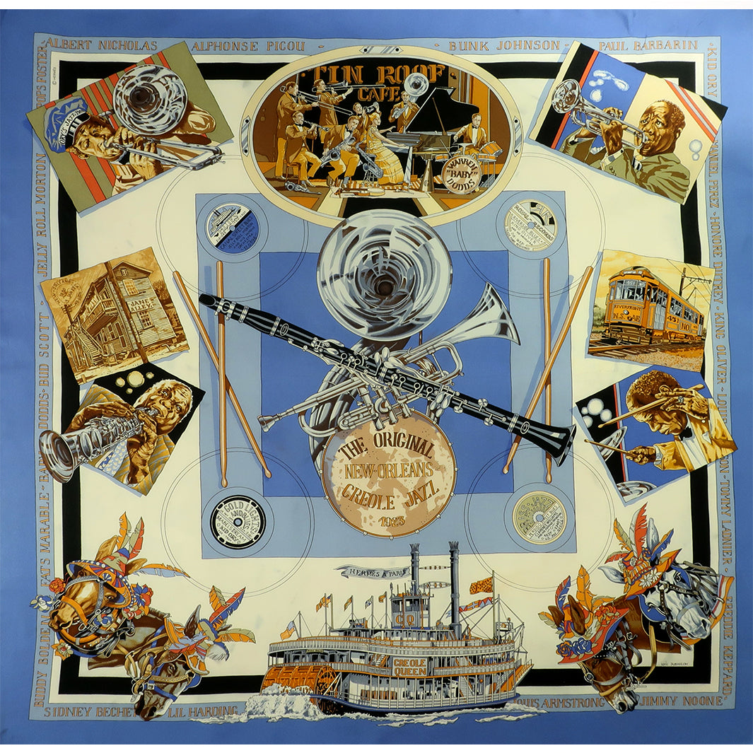 Mission Belle Bag - Original New Orleans Jazz (upcycled from Hermes Scarf) Mission Belle Heirloom Hampton Road Designs