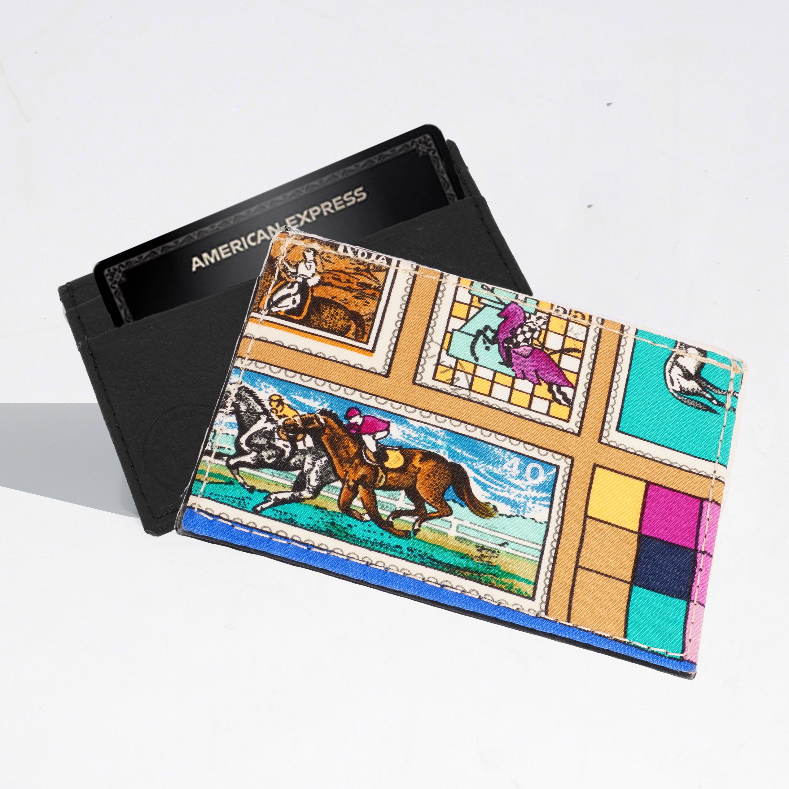 Correspondance Black Card Holder (Upcycled from Hermes Scarf)