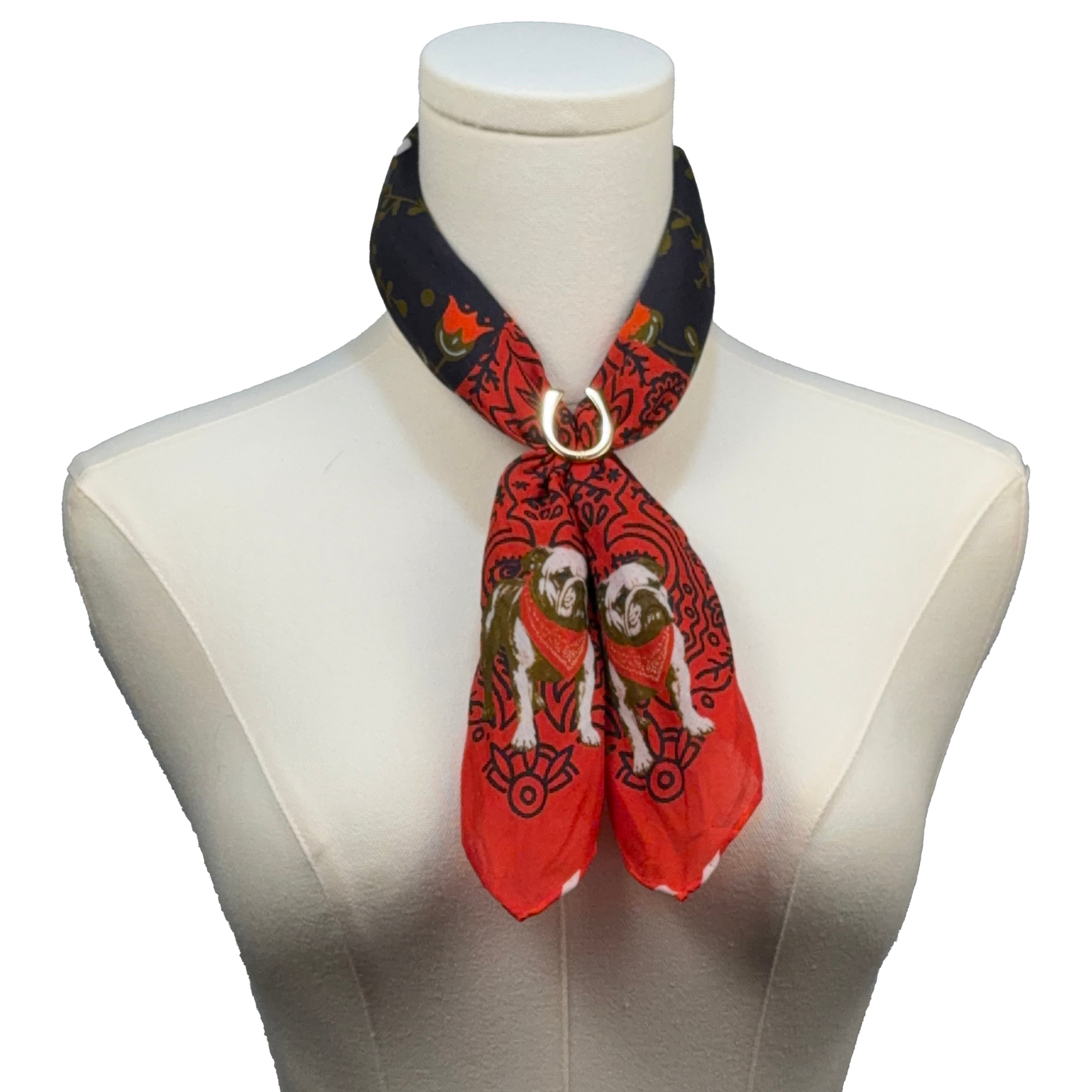 Bulldog in a Bandana & Scarf Ring