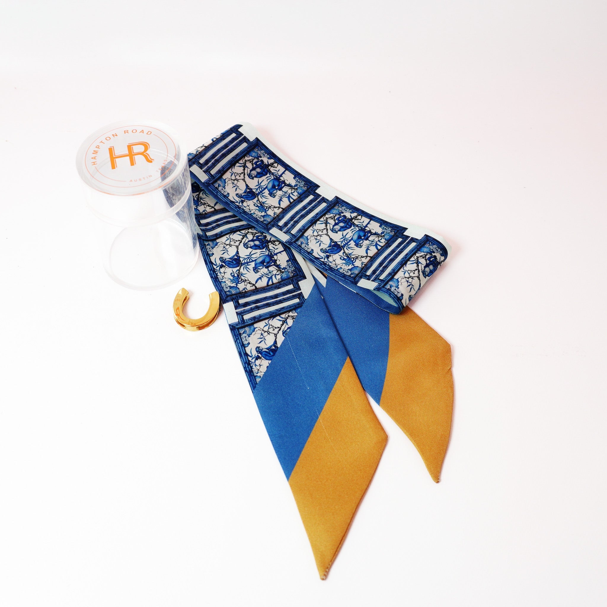 Chinoiserie Monkeys (Blue) Twillionaire & Scarf Ring Twillionaire Hampton Road Designs