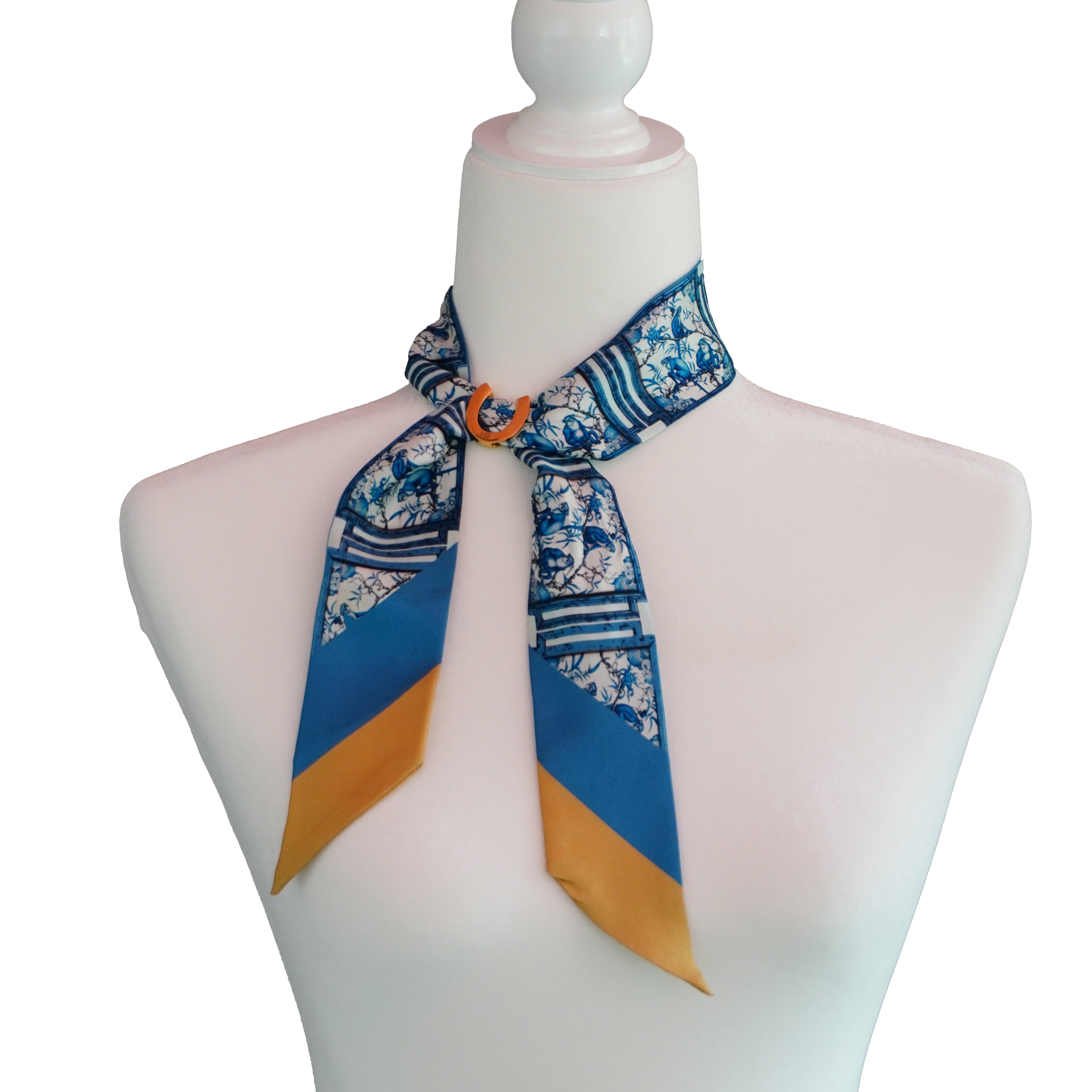Chinoiserie Monkeys (Blue) Twillionaire & Scarf Ring Twillionaire Hampton Road Designs