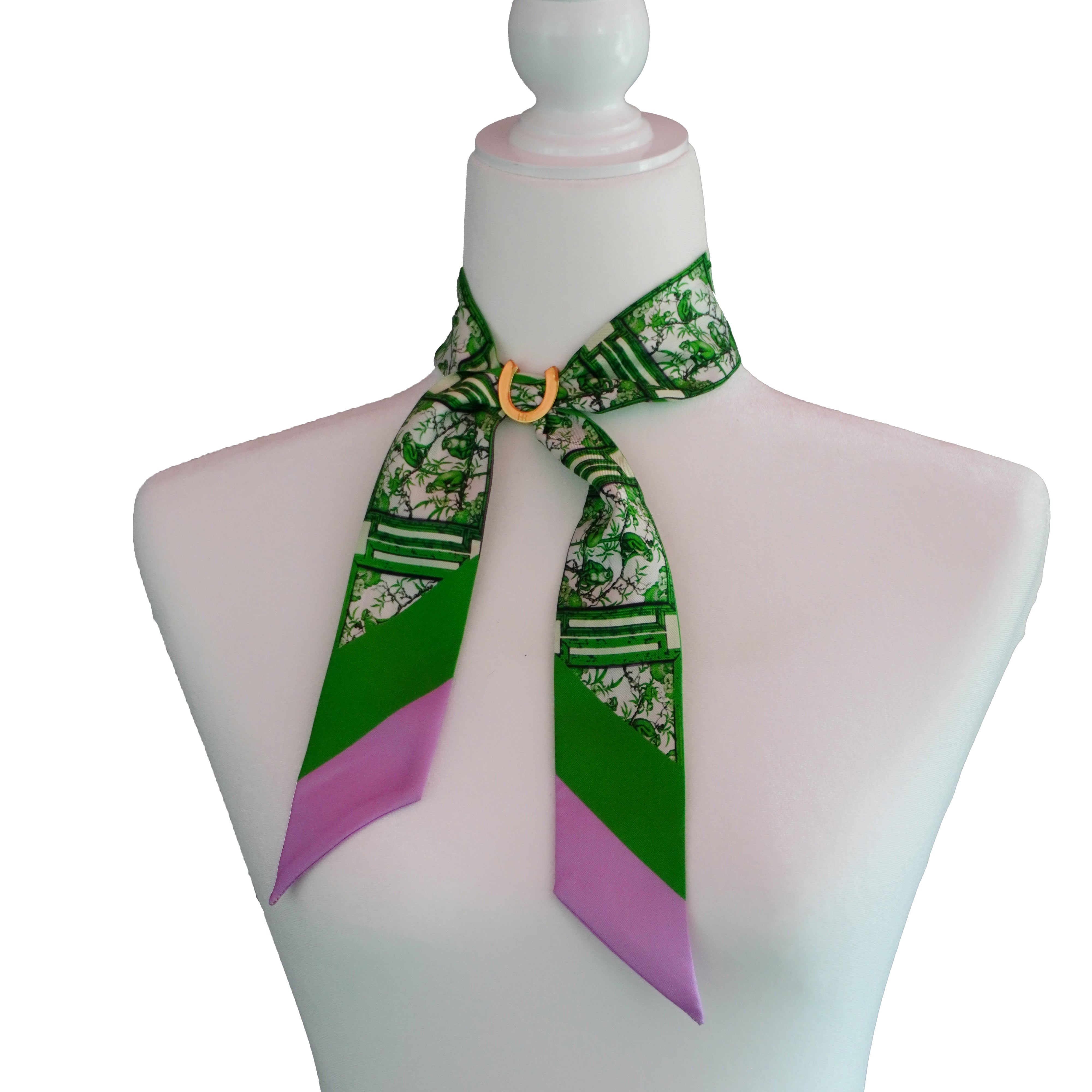 Chinoiserie Monkeys (Green) Twillionaire & Scarf Ring Twillionaire Hampton Road Designs