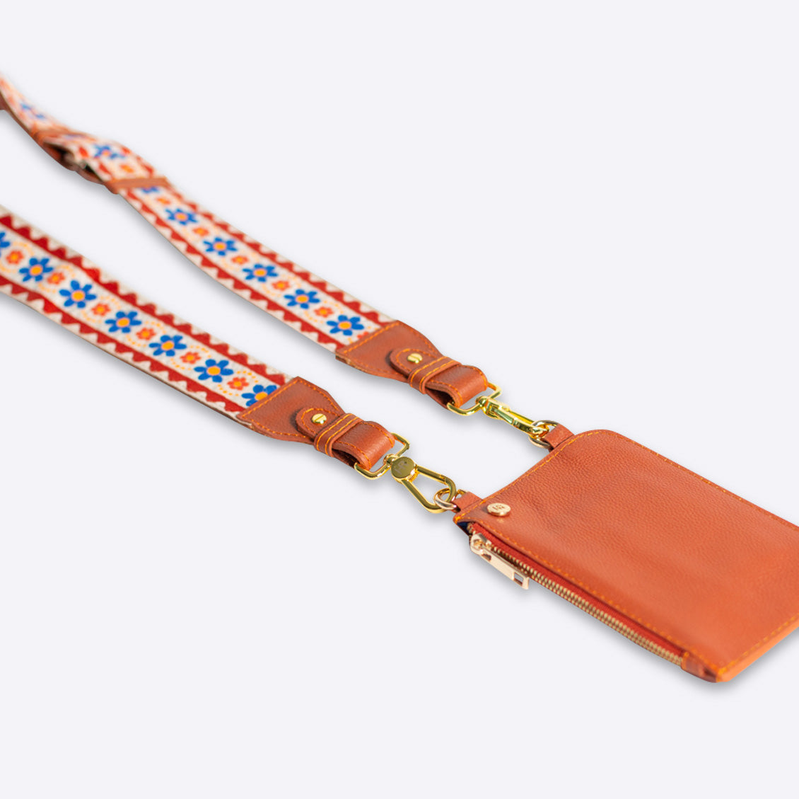 Floral strap for bags leather strap with multicolored flowe