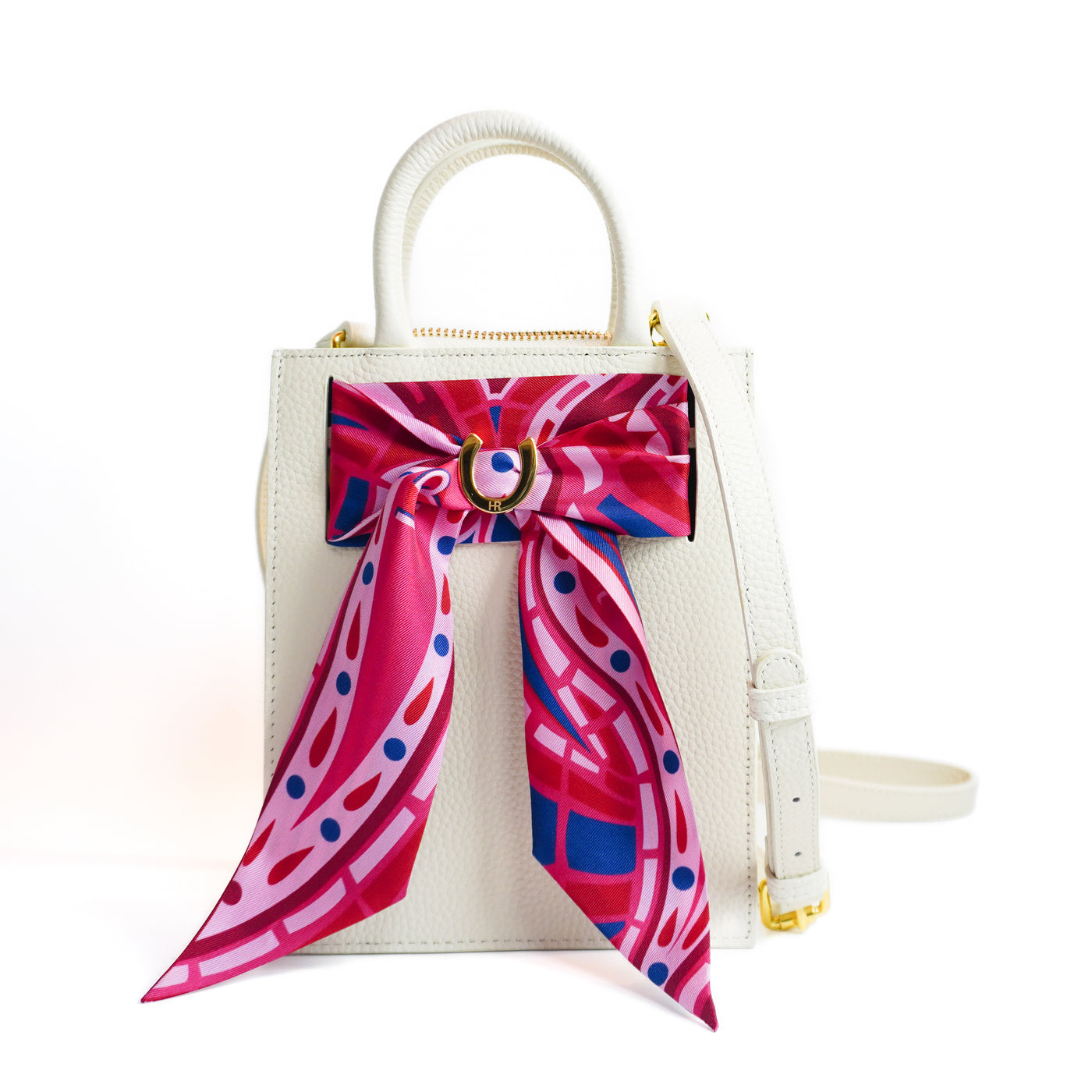 Leather Mini Calista + Fuscia Paisley Twilly Mini Calista Leather Hampton Road Designs Oyster  