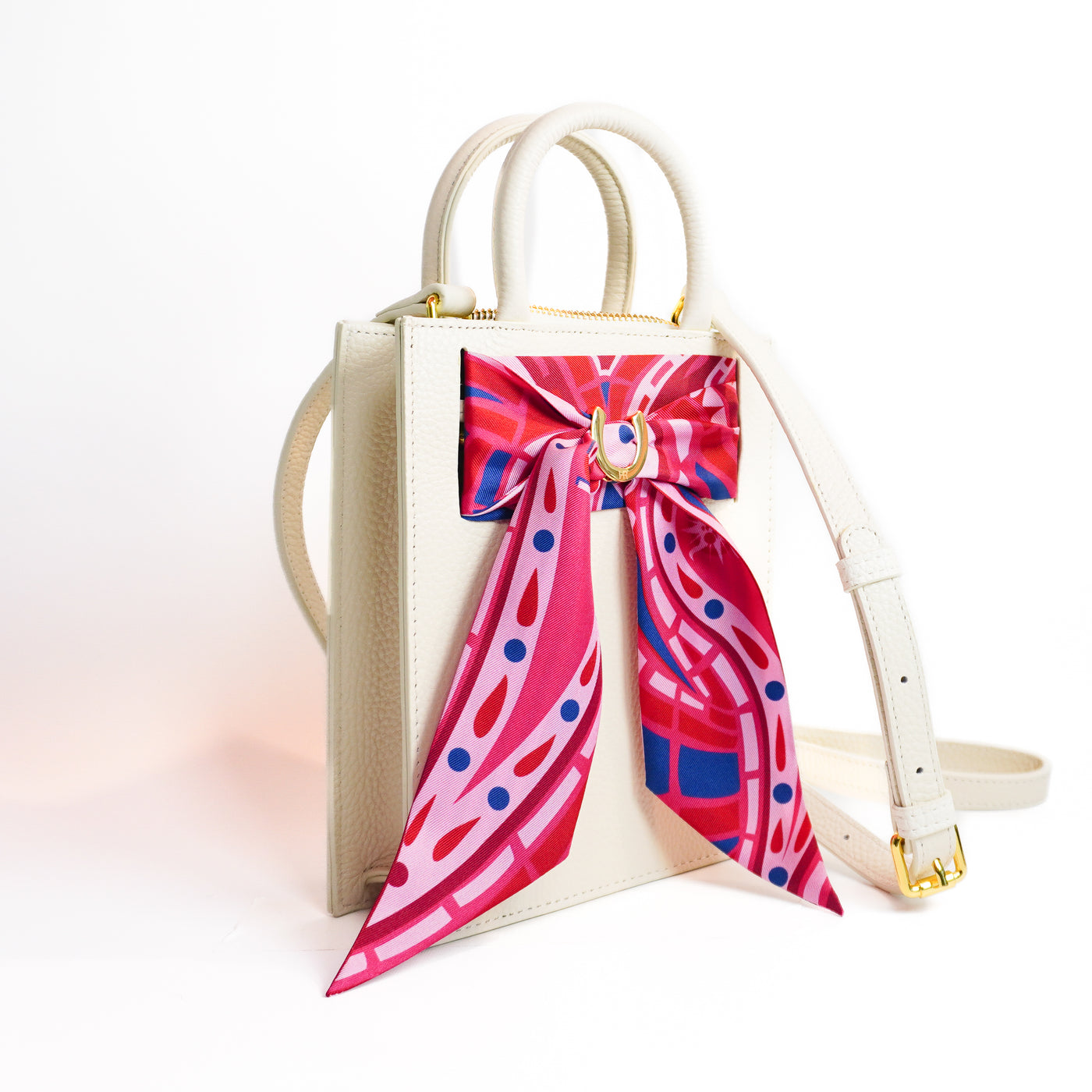 Leather Mini Calista + Fuscia Paisley Twilly Mini Calista Leather Hampton Road Designs   