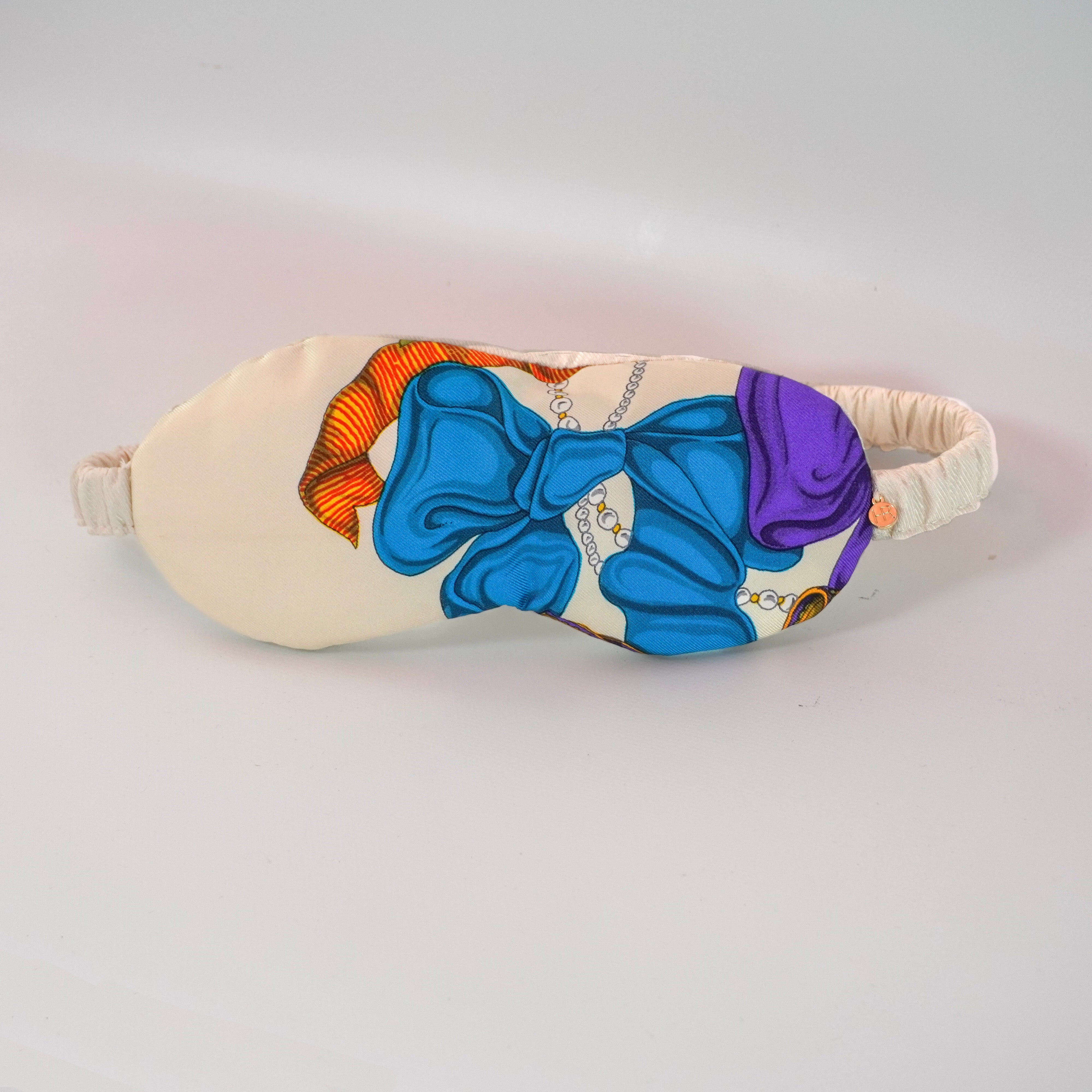 "Ribbons & Pearls" Sleep Mask (Upcycled from Gucci Scarf) Hampton Road Designs