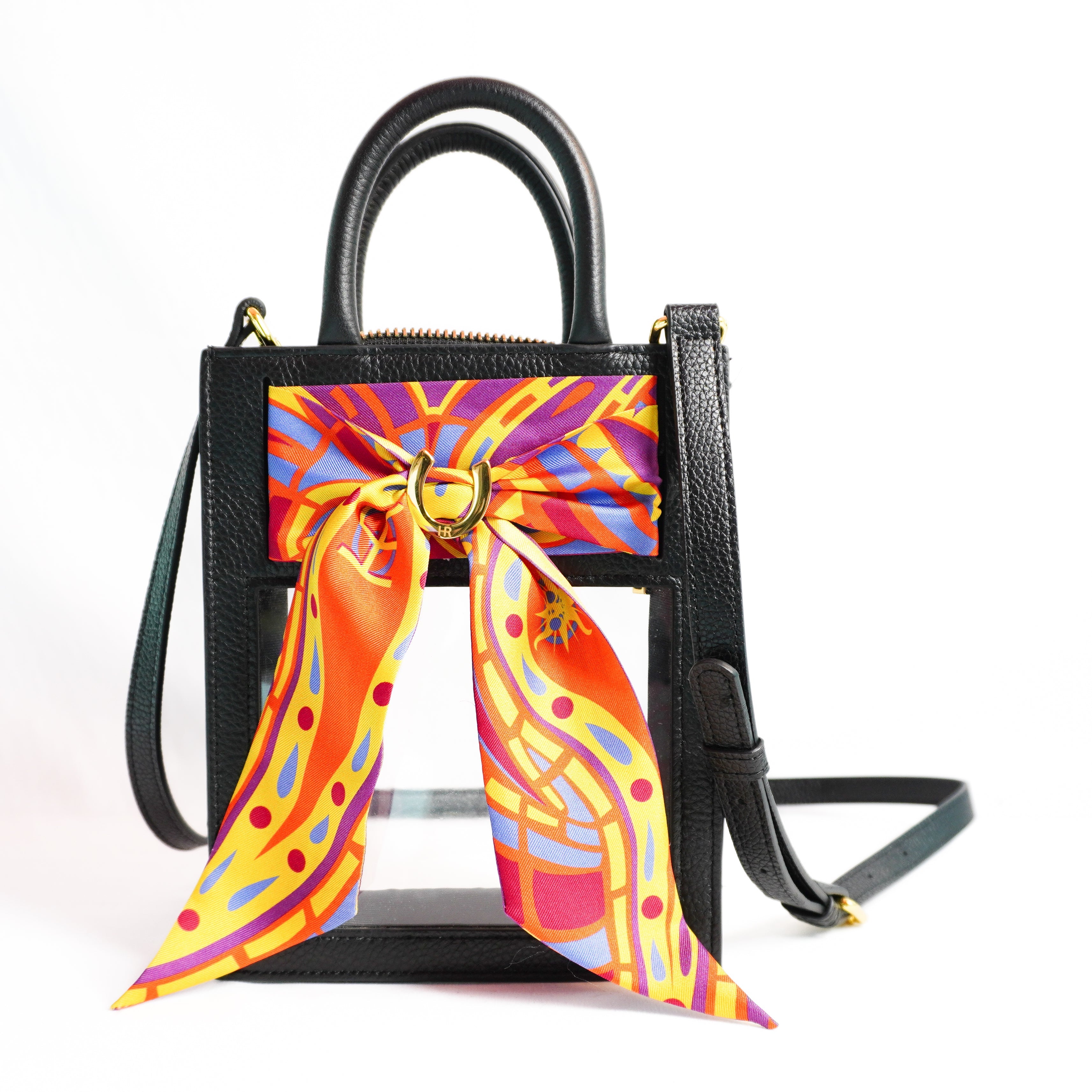 Mini Calista Clear + Orange Paisley Twillionaire Mini Calista Clear Hampton Road Designs Black  