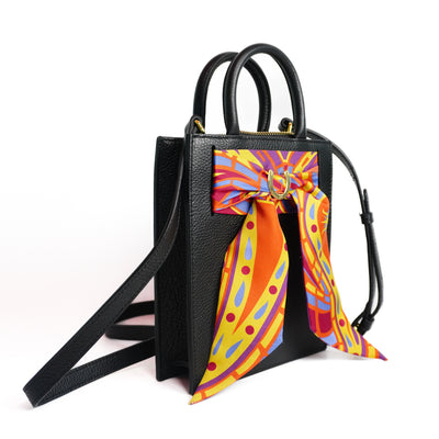 Leather Mini Calista + Orange Paisley Twilly Mini Calista Leather Hampton Road Designs   