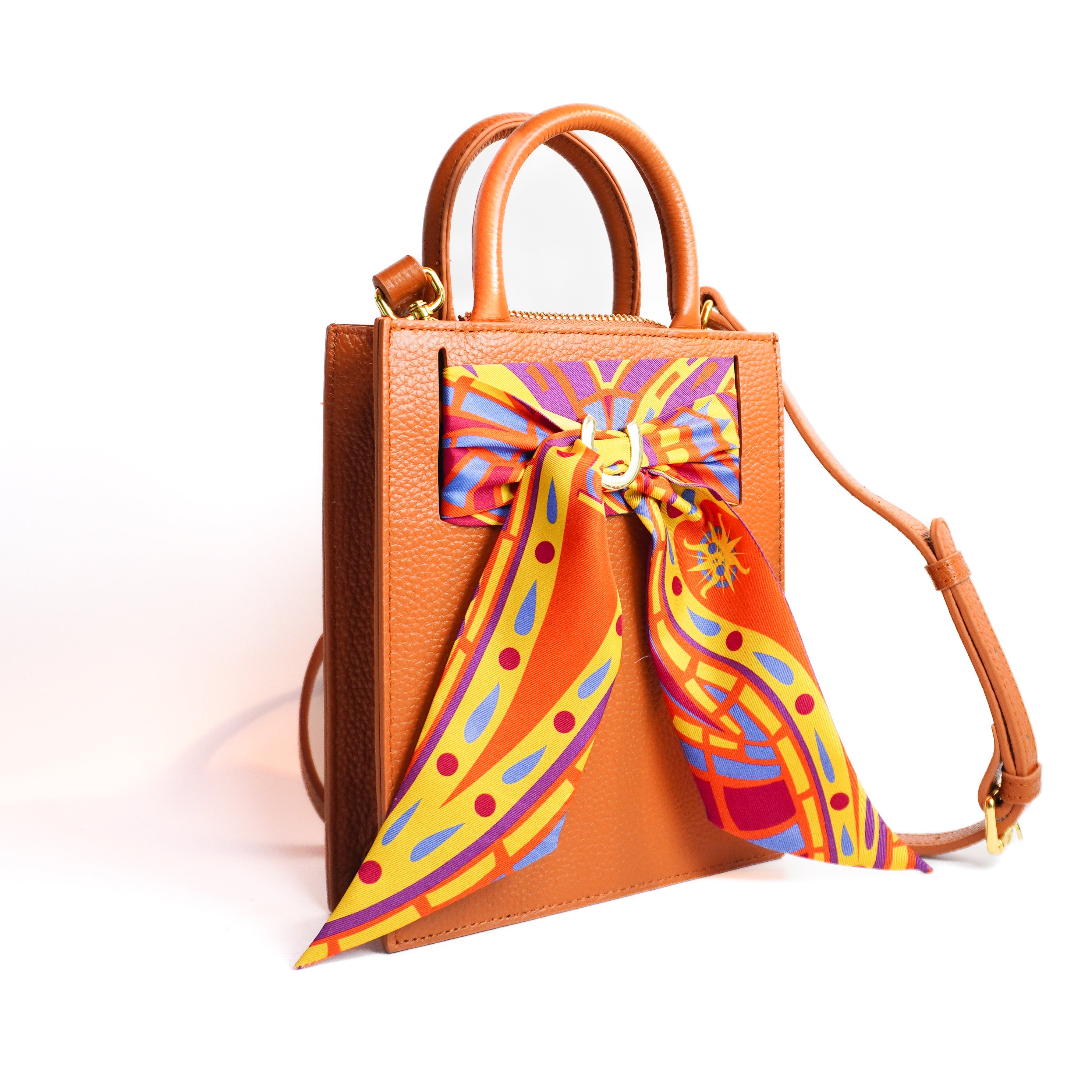 Leather Mini Calista + Paisley (Orange) Twillionaire Leather Mini Calista Hampton Road Designs