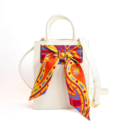 Leather Mini Calista + Orange Paisley Twilly Mini Calista Leather Hampton Road Designs Oyster  