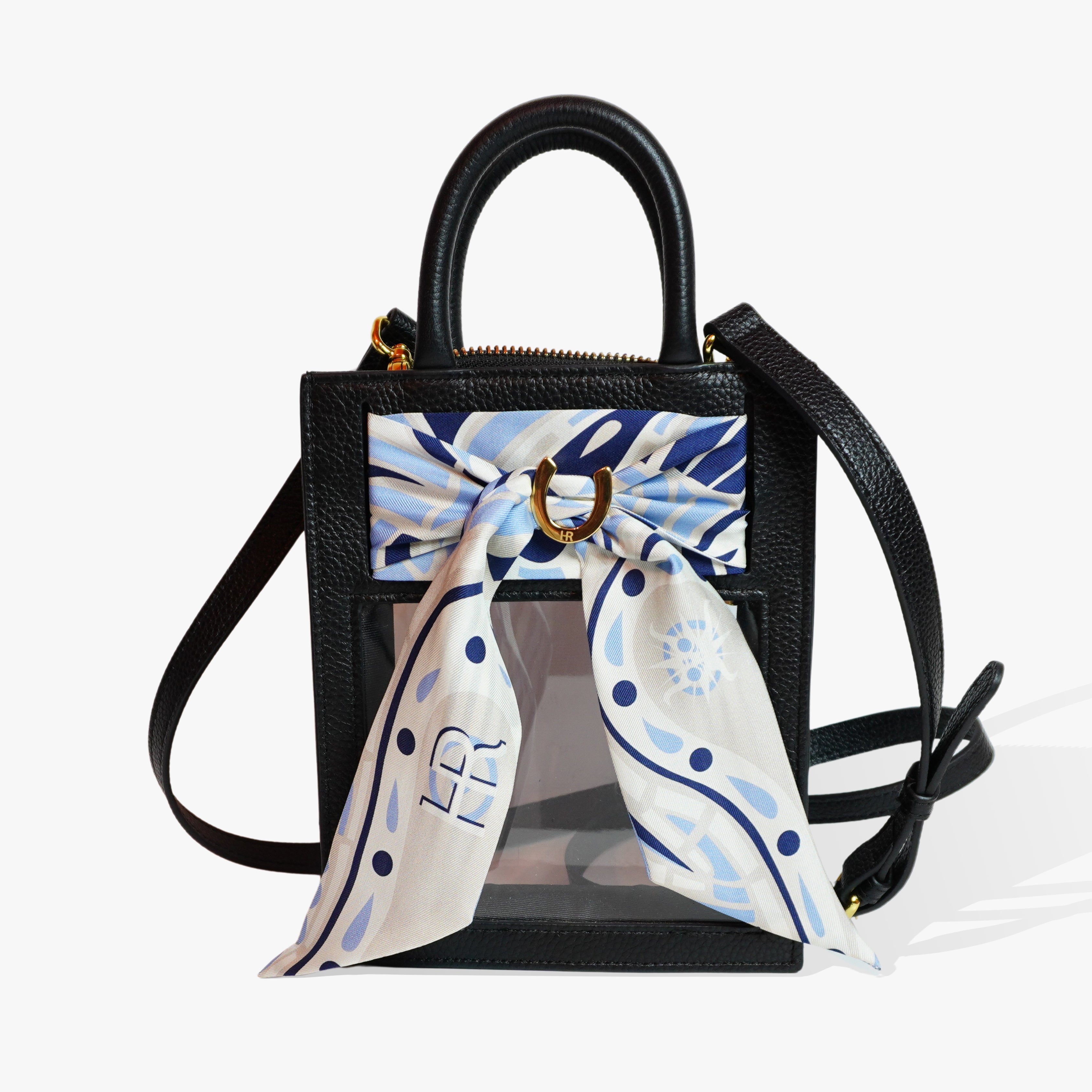 Mini Calista Clear + Paisley (Powder Blue) Twillionaire Mini Calista Clear Hampton Road Designs Black