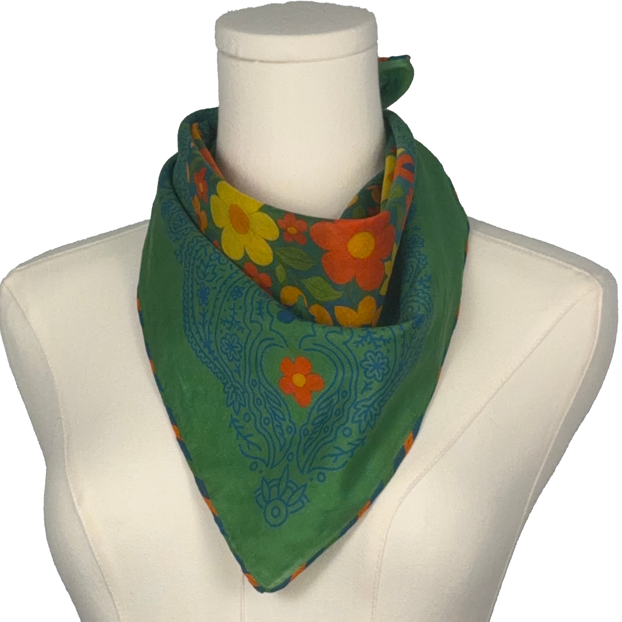 Posies Bandana & Scarf Ring (Green) & Scarf Ring