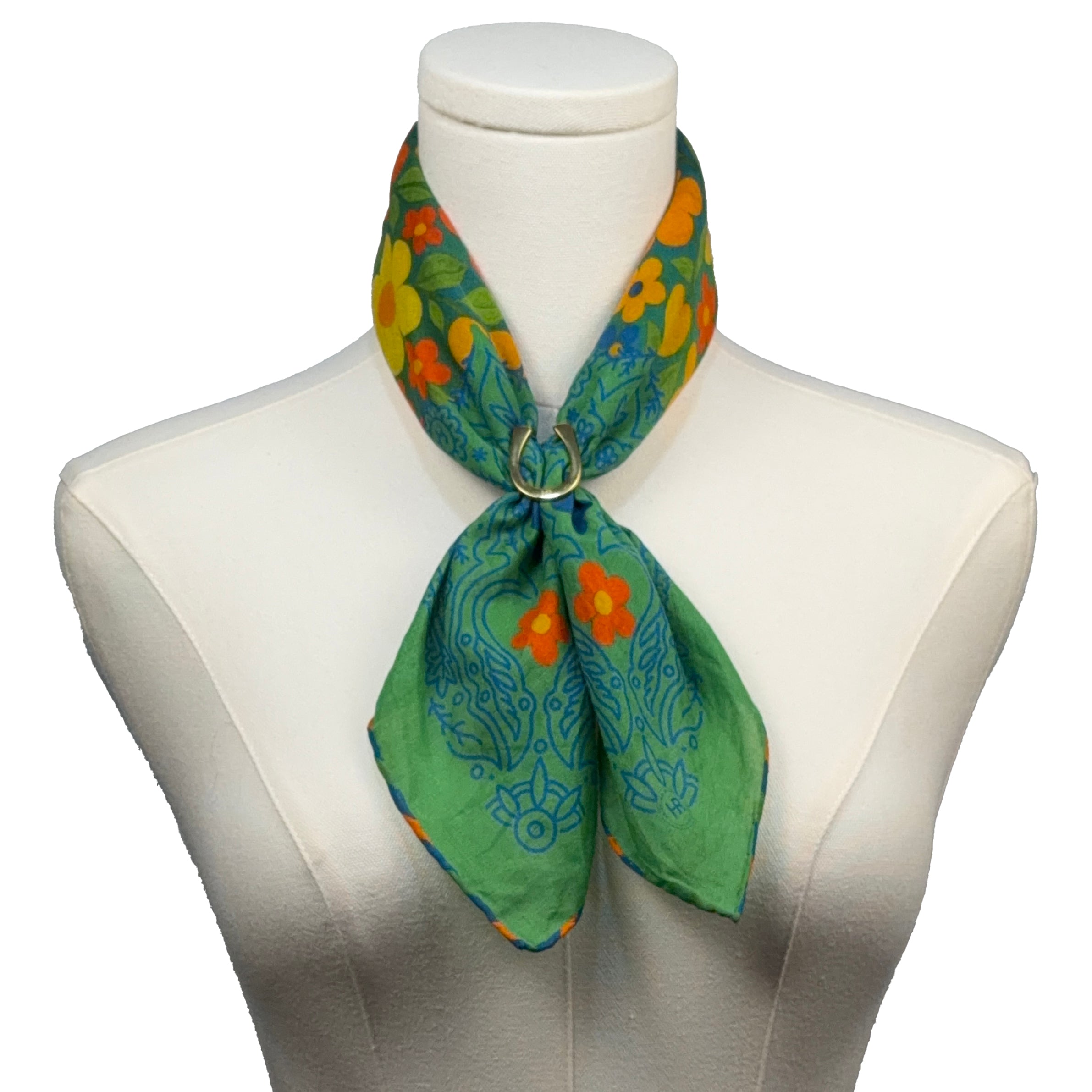 Posies Bandana & Scarf Ring (Green) & Scarf Ring