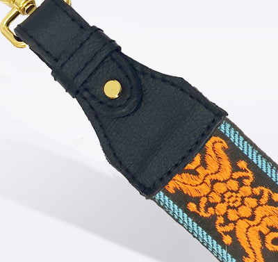 Orange Shogun Bag Strap Guitar Strap Hampton Road Designs Black  