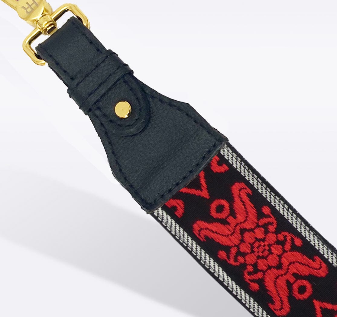 Red Shogun Bag Strap Guitar Strap Hampton Road Designs Black  