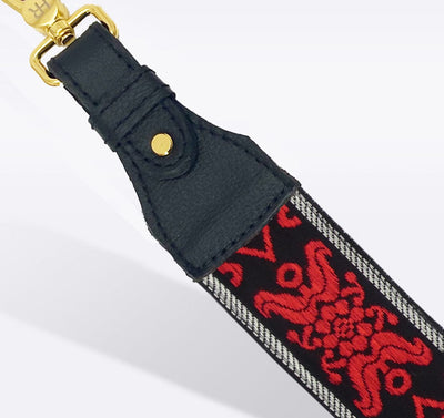 Red Shogun Bag Strap Guitar Strap Hampton Road Designs Black  