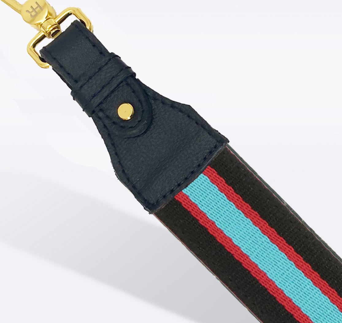 Removable Handbag Strap: Red, Blue, & Black Striped Crossbody