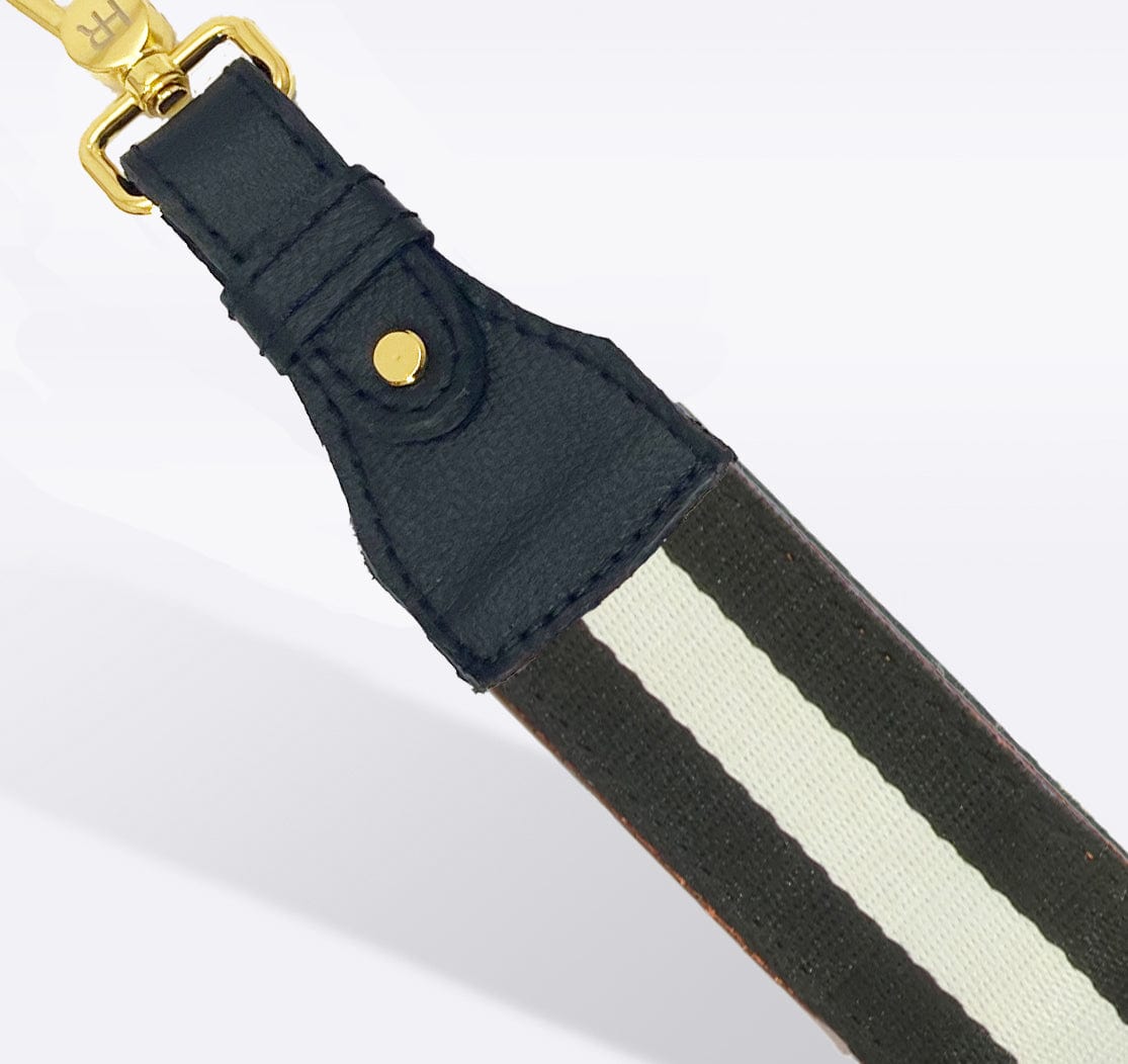 Removable Handbag Strap: Black White Adjustable Striped