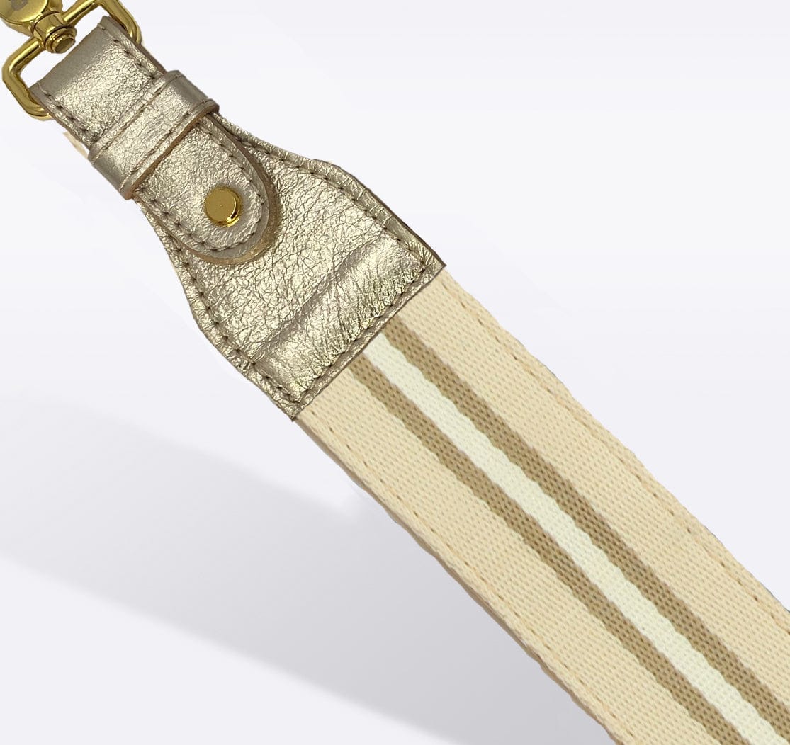 Khaki & Heather Striped Purse Strap Closeout Hampton Road Designs Gold