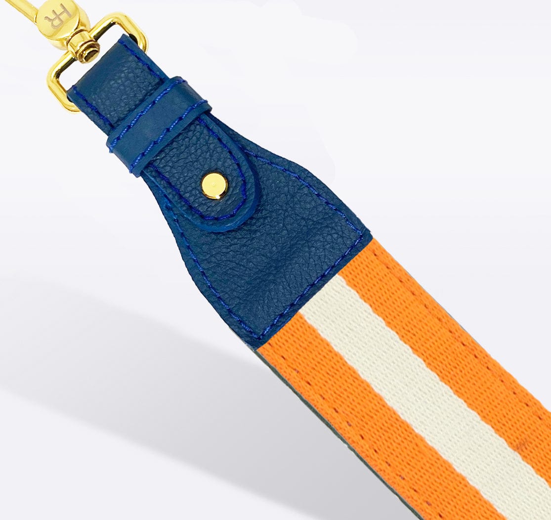 Orange & White Striped Purse Strap Closeout Hampton Road Designs Oxford Blue