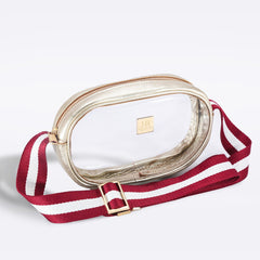 Gold Vinyl Annie + Red and Green Striped Strap