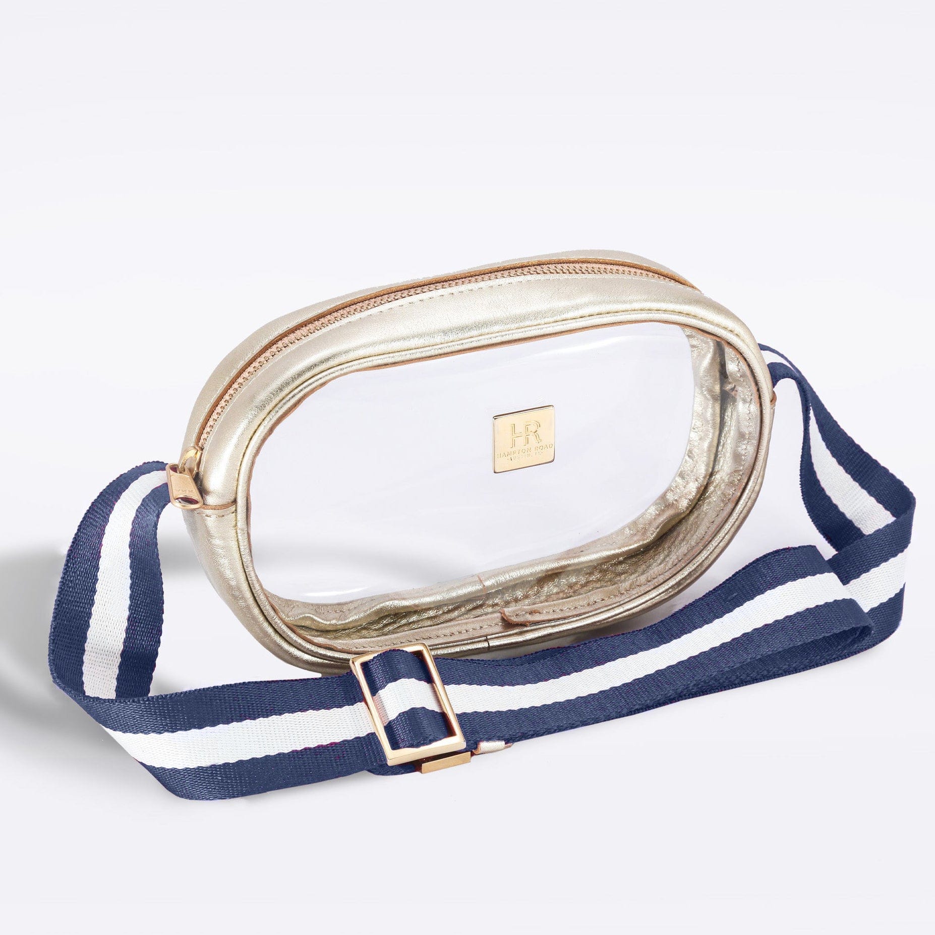 Gold Vinyl Annie + Navy and White Striped Strap Vinyl Annie Bag Hampton Road Designs   